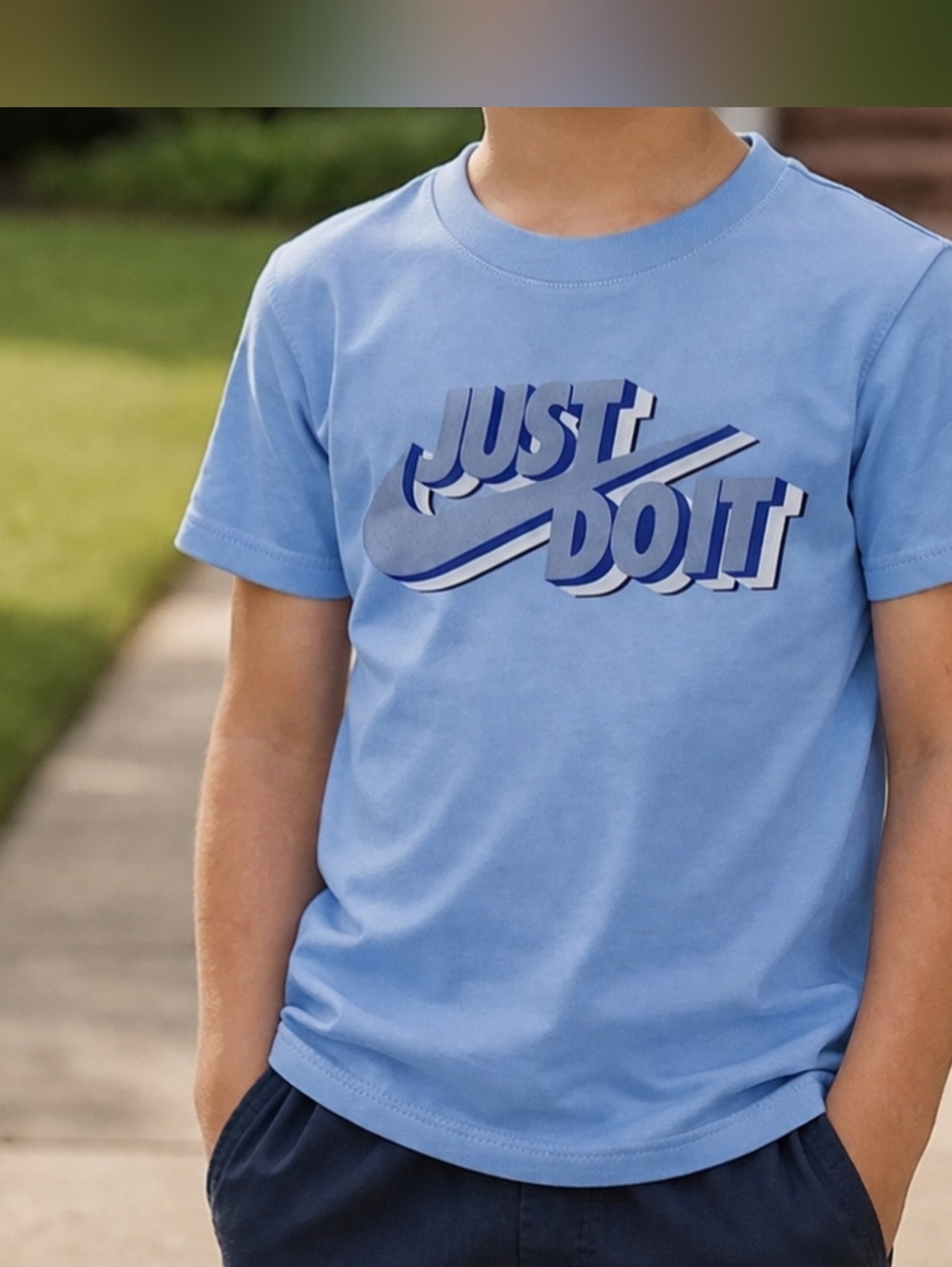 * Nike Little Boy's "Just Do It" Graphic Short Sleeves Tee T-shirt Blue Size 4